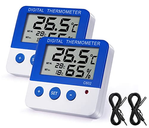 Lxszrph Reptile Thermometer Hygrometer With High Low Temperature Alarm Digital Aquarium Thermometer Temperature Humidity Meter Gauge For Reptile Tanks, Terrariums, Vivariums, Aquarium (2) #TOP22