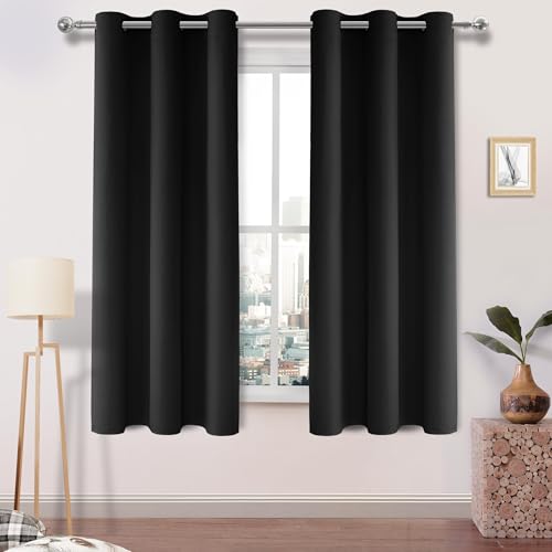 Image of DWCN Blackout Curtains for Bedroom Living Room W38 x L63 Inch Long Black