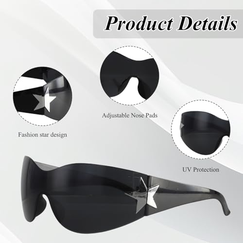 3 Pairs of Y2k Sunglasses, Y2k Glasses, 2000s Sunglasses for Women, Hd Lenses, Durable, Fashionable and Avant-Garde Style, Uv400 Protection (Pink + Black + Asymptotic White)3