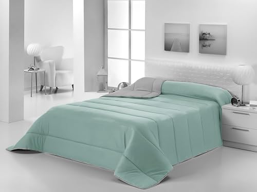 Purpura Home Edredon Nordico Cama 150 para Invierno y Entretiempo. Compatible con Funda Nordica. Relleno Microfibra Tacto Pluma Ligero Reversible. Calidad 300 gr. Color Menta/Gris