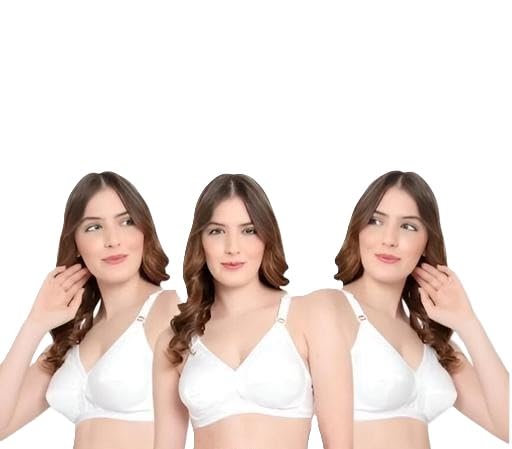 Bra Pack of 3 Women’s Plus Size Cotton Bras | Non-Padded, Wire-Free, Full Coverage Seamless Hosiery Cotton-picture-56