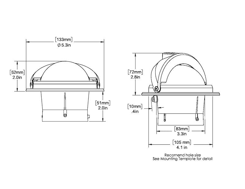 Part Synergy Compass White 12 Volt Green LED Flush Mount 3 Inch PowerDamp Flat Dial 5-1/4 Inch Overall Width 4-1/8 Inch Mounting Hole