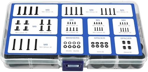 GINKGO Universal Fernseher VESA Schrauben Set, M4 M5 M6 M8 TV-Schrauben | Mit Abstandshalter, Geeignet für TV-Wandhalterung, TV Ständer und Monitorständer, Monitor. Bis Zu 80 Zoll,