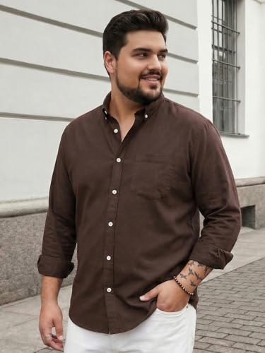 Image of Urbano Plus Men's Cotton Full Sleeve Regular Fit Solid Oxford Shirt with Button-Down Collar