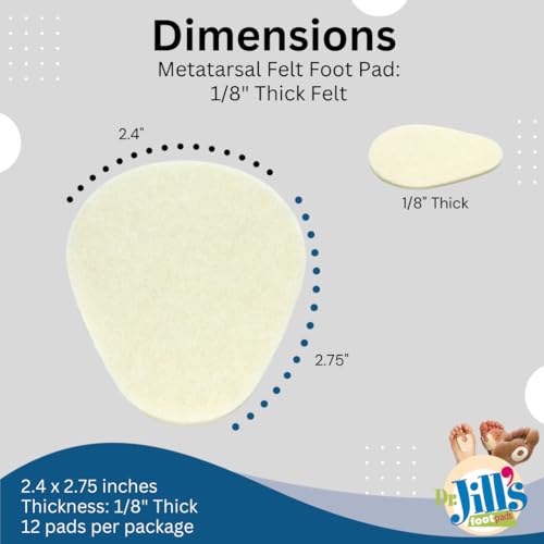 Image of Dr. Jill's Foot Pads, Latex Free, YJ10-2048, Metatarsal Pad 1 /8 inch Felt (12 Pack) Ball of Foot Pad