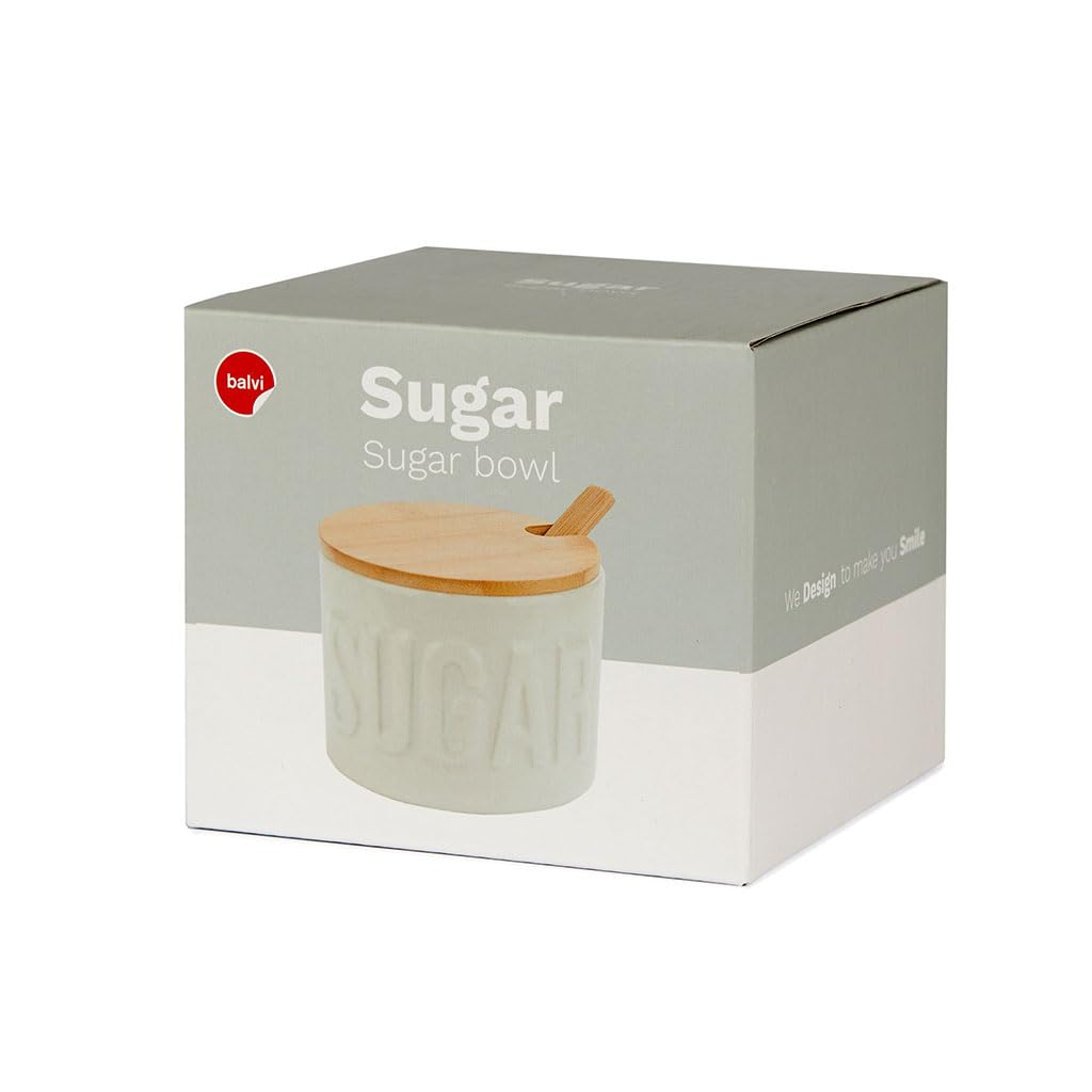 Balvi Zuccheriera Sugar Colore Bianco Contenitore Elegante per conservare Lo Zucchero Ceramica/bambù