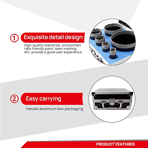 Dt-Diatool Diamond Drill Bits Set Hole Saw Kit For Porcelain Tile Ceramic Marble Granite Concrete Brick Stone 3/4" 1" 1-3/8" 2" 3" 4" (6-Pack) #TOP3