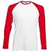Fruit of the Loom Mens Long Sleeve Baseball T-Shirt (XL) (White/Black)