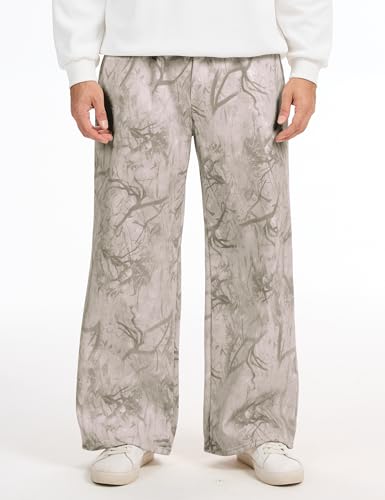 Mens Baggy Camo Sweatpants Open Bottom Elastic Waisted Wide Leg Fleece Joggers Loose Sweat Pants wtih Pockets3