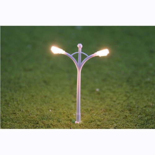 N Gauge 1:150 Scale Model Street Light Lamppost Layout Dual Heads Lamp (Pack of 10)