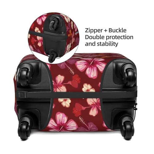 Pink And White Hibiscus Flowers Elastic Travel Luggage Covers Dustproof Scratch-Resistant Suitcase Protector Fit 22-24 Inch2