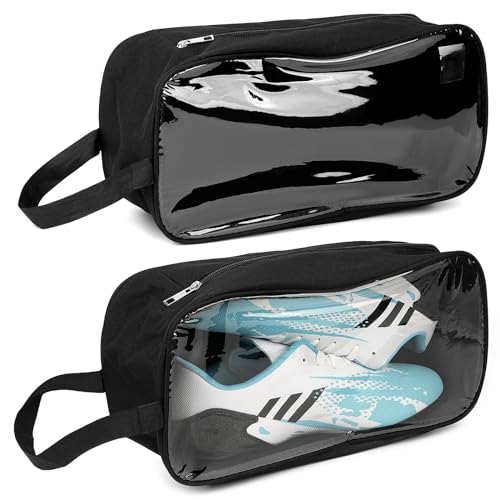 Linkidea 2 Pack Soccer Shoe Carrying Bag, Soccer Cleats Storage Bag, Fit Up to US Men Size 13 Soccer Shoes, Compact Soccer Boots Duffle Bag with Water Resistant Design (Black)