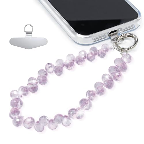 Image of TENOC Beaded Phone Wrist Strap, Lavender | Cellphone Lanyard Chain, Sparkling Wristlet Bracelet, For Women