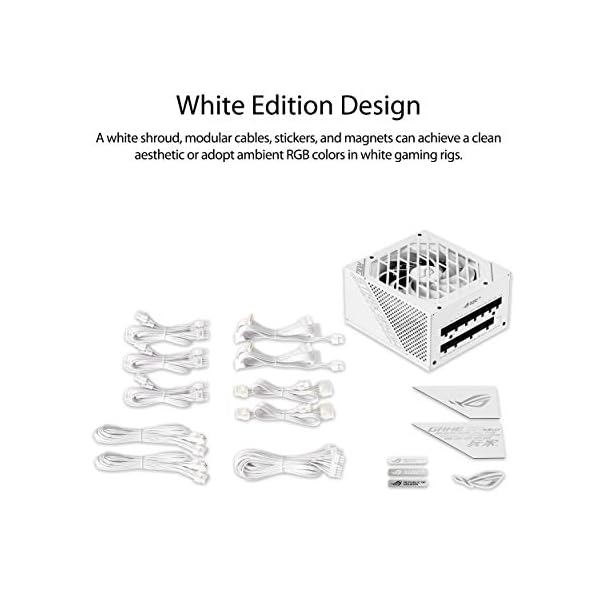 ASUS ROG-STRIX-850G-WHITE - Fuente de alimentación 850W Gold (disipadores ROG, Axial-Tech, Doble rodamientos de Bolas, tecnología 0dB, 80 Plus Gold, Full Modular) Blanco - Image 5