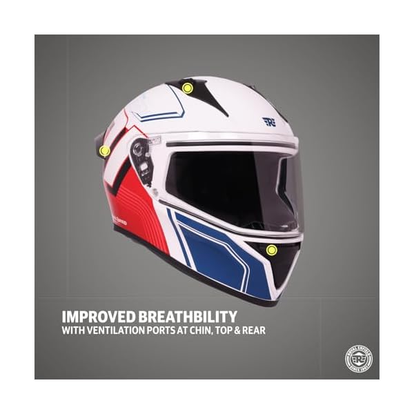 Royal Enfield Roadster Full FACE 1901 Helmet with micrometric Lock|ISI & DOT Certified|Scratch Resistant Visor|High Impact ABS Shell|High Density EPS Liner| 3 Intake Ports & 2 Exhaust RED (M) 58 CM