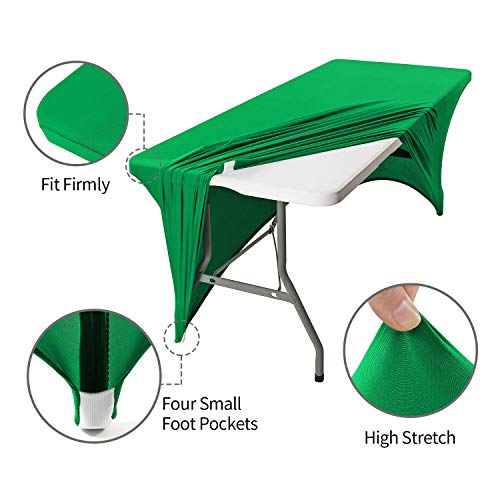 Image of Peomeise 6FT Spandex Table Cover Rectangular Stretch Spandex Tablecloth (Emerald,6FT)