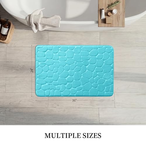 YIHOUSE Memory Foam Bath Mat Cobblestone Bathroom Rugs Super Water Absorbent Bath Mats for Bathroom Machine Washable Bath Rugs(24 x 36,Teal) - image 5