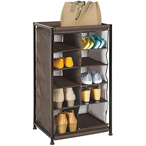 mDesign Shoe Rack with 10 Compartments Cover