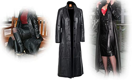 Women’s Long Coat | Real Lambskin Leather, Black Classic Style, Trench, Overcoat2