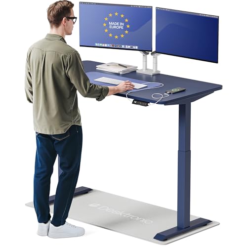 Desktronic HomeOne Standing Desk 54x28 — Ergonomic Sit Stand Home Office Desk, Made in Europe, Electric Dual Motor Height Adjustable, USB & USB-C Charging, Wobble-Free, Touchscreen, 3 Memory Presets