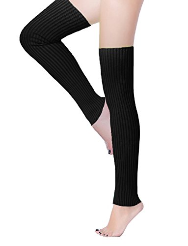 V28 B07DN6Q8GB Women 80S Party Warm Costume Marathon Knit Long Socks Leg Warmers(T60-Black) thumb #2
