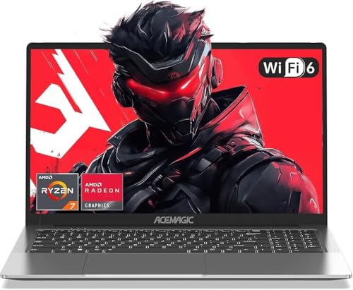 ACEMAGIC 16'' Ordinateur Portable Ryzen 7 7730U(8C/16T,4,5GHz) 8 cœurs avec Boîtier en Métal Clavier Rétroéclairage PC Portables 16Go Ram 1200 FHD DDR4,512Go M.2 SSD,WiFi 6,BT5.2,Type C