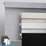 MANSNIX Motorized Blinds with Remote, No Drill No Tools Automatic Roller Shades, Blackout Electric Blind for Indoor Windows, Light-Filtering Smart Blinds, Rechargeable, Customized Size Color