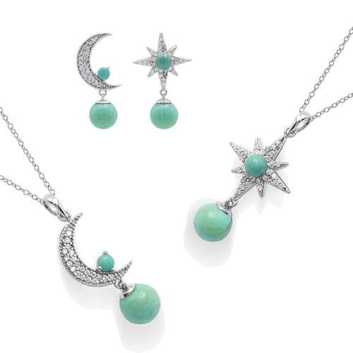 Aretes de plata de ley 925 y collar de turquesa para lucir en cenas de cumpleaños elegantes
