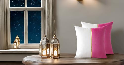 Image of HIMS Velvet Sofa Pillow Cover Set of 2, Luxury Cushion Cover 24 inch x 24 inch for Decorative Living Room Sofa Bedroom Car (24x24 Inch, Pink)