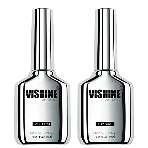 Vishine Long Lasting Soak Off Nail Polish Base + Top Coat Set Gel 15ml