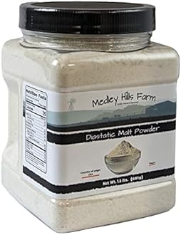 Diastatic Malt Powder by Medley hills farm 1.5 Lbs. in Reusable Container - Great Diastatic malt powder for baking Bread, Pizza Crust, Pretzels, Desserts and Milkshakes. Made in the USA - Vegan