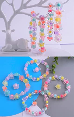 Acrylic Pastel Beads Transparent Candy Cute Colorful Kawaii 200Pcs Flower Charm Bead For Bracelet Phone Lanyard Wrist Strap Diy Craft Jewelry Necklace Making (Flower Beads) #TOP5