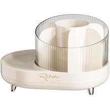 360Makeup Brush Holder Organizer Large Capacity Fits All Brush Sizes 7 Slot Clear Spinning Make up Brushes Storage Jewelry Storage Dust and Moisture Prevention