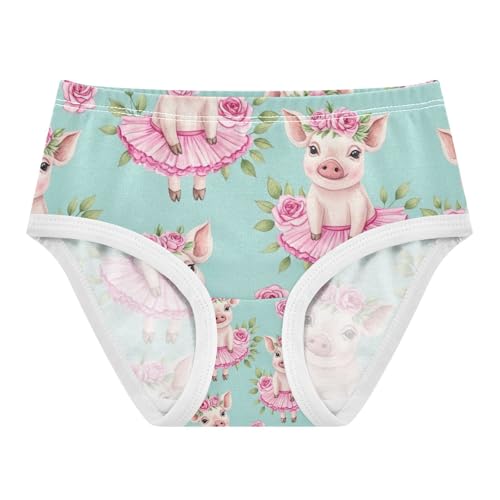 Cute Watercolor Pigs Flower Crowns Girls Panties, Toddler Girl Panties, Cotton Underwear Girls, 2–8 Years
