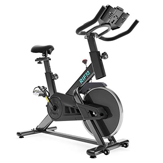RIF6 Exercise Bike - Indoor Cycling Bike with Phone and Tablet Mount, 40 lbs Flywheel and Belt Drive System - Stationary Bike with Adjustable Seat, Bottle Holder, LCD Monitor and Heart Rate Sensor