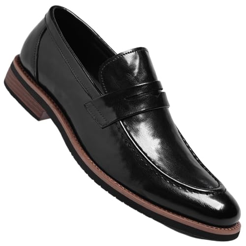 Men's British Style Slip On Loafers Wide Width Comfortable Casual Leather Shoes Fashion Trendy All Season Breathable Oxfords2