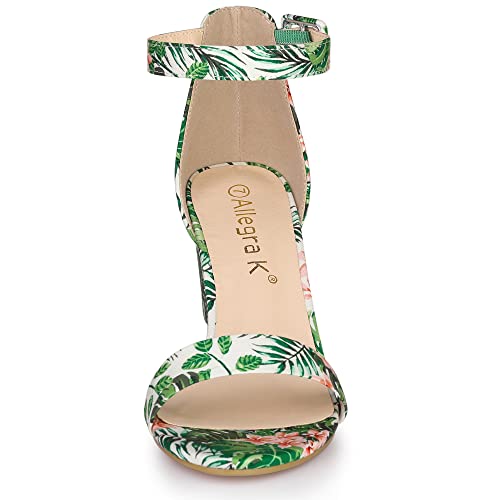 Image of Allegra K Women's Floral Print Open Toe Block High Heels Summer Sandals