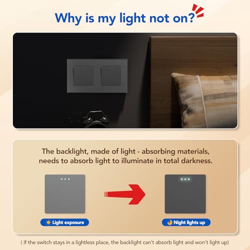 BSEED Lichtschalter 1 Fach 1 Weg +1 Fach 1 Weg Glas Lichtschalter Unterputz Taste Schalter Wandschalter Grau Kristall Kippschalter