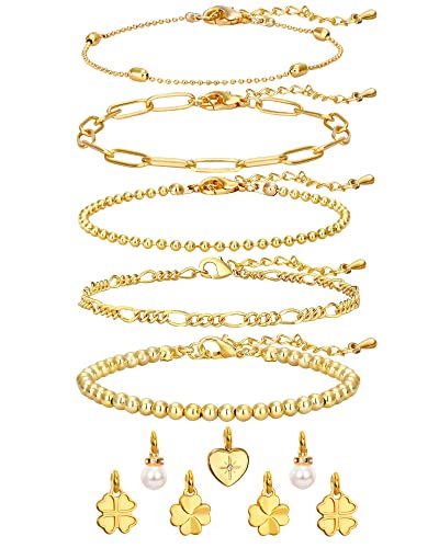 VIMCUPQ Gold Chain Bracelets set for Women, 18K Gold Plated