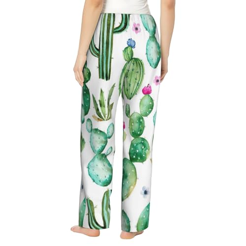 Pantalon de pyjama femme imprimé cactus idéal pour des soirées cocooning à la maison