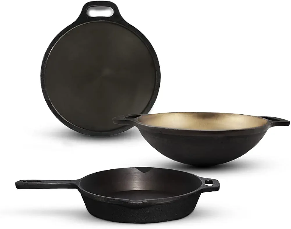 The Indus Valley Pre Seasoned Super Smooth Cast Iron Cookware Set