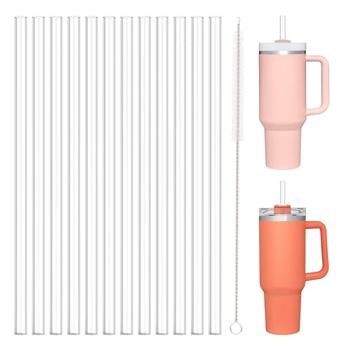 12 PCS Replacement Straws for Stanley|Owala|Simple Modern 40oz 30oz Tumbler, Reusable Clear Drinking Straws with Cleaning Brush for Stanley Cup Accessorie，BPA Free, Dishwasher Safe