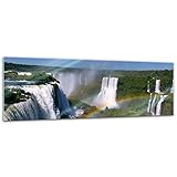 Bilderdepot24 Glasbild - Iguazu Wasserfälle mit Regenbogen - 120 x 40 cm - Deko Glas - Wandbild aus Glas - Bild auf Glas - moderne Glasbilder - Glasfoto - Echtglas - kein Acryl - Handmade