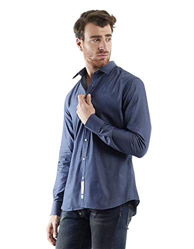 LaMartina Herren Qmc013 Hemd, Trueblue/Navy, Large