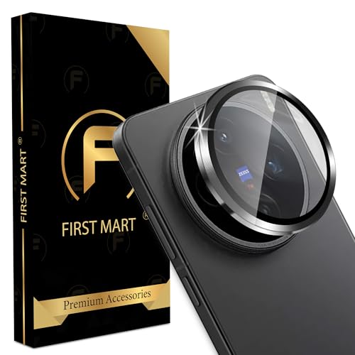 Image of FIRST MART Black Camera Ring Guard Protector for Vivo X200T | Tempered Glass with Metal Alloy Rings, HD Clear, Scratch Resistant, Case-Friendly | Pack of 1