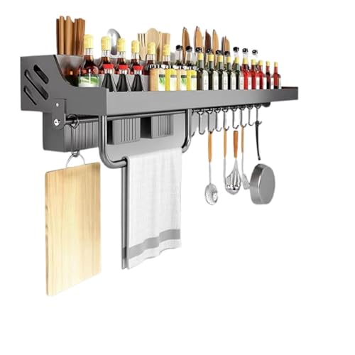 GAOJUNAN Bottle Jars Storage Stainless Steel Wall Mounted Spice Rack Knife Holder Tool Storage Racks Shelving Units Tableware Shelf Kitchen Rack Without Jars
