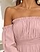 ZESICA Women's Boho Off Shoulder Spring Long Sleeve Dress 2026 High Waist Side Split Sexy Flowy A Line Long Maxi Dresses Pink Large