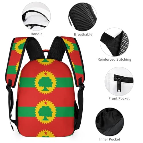 Flag of The Oromo Liberation Front Cute Backpacks Set Lightweight Lunch Bag Aesthetic Pencil Cases for Travel Work3