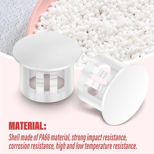 Image of 100PCS 3 /8 inch White Plastic Plugs Hole, Round PA66 Plug Furniture Hole Decorative Cover