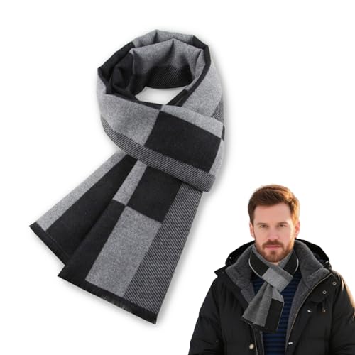 technodry Bufanda Hombre Invierno Clásica a Cuadros - Elegante y Cálida para Oficina, Reuniones de Negocios, Paseos Urbanos y Ocasiones Especiales 182x34cm